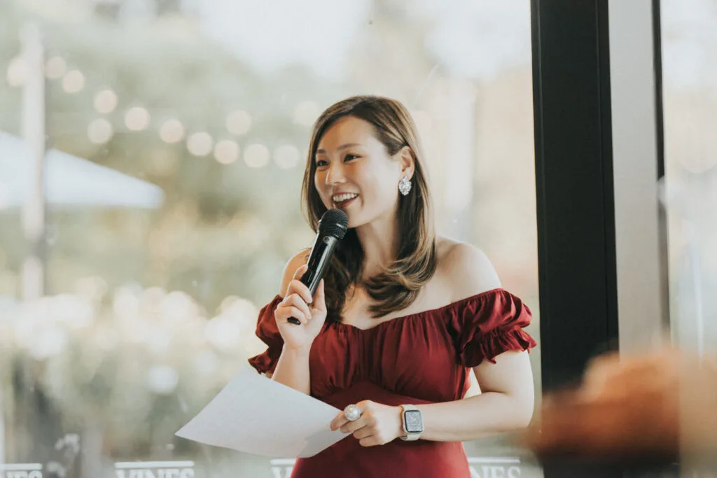 Jenny Chiu conducting a multilingual civil wedding ceremony