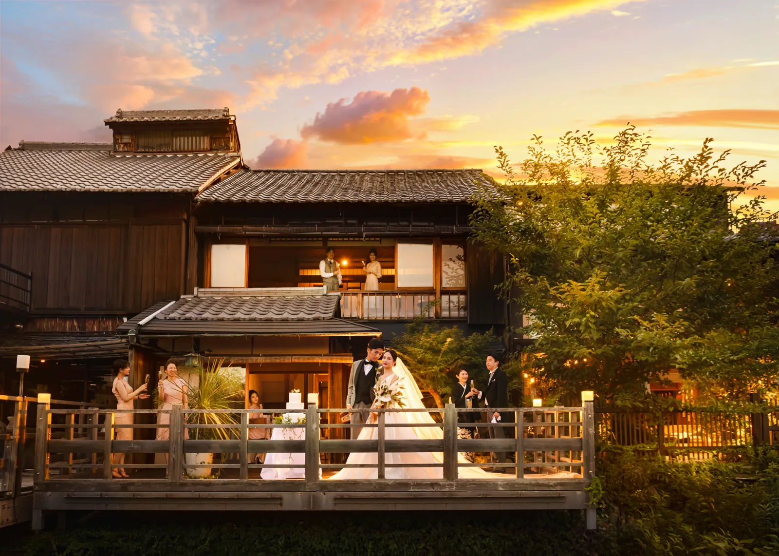 Bettei Kiya, a 150-year-old Kyo-machiya, at dusk